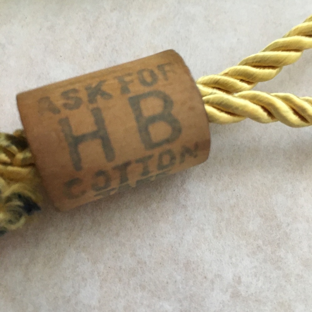 LP Vintage Golden Twist Rope Bag Luggage Charm Engraved Wooden Spool